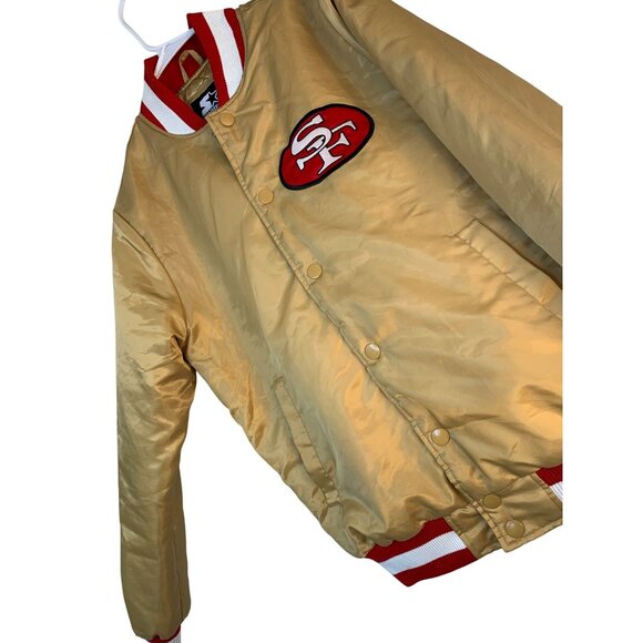 Vintage 49ers Gold Starter Black Label Jacket Red Trim Quilted Sz S 8684 EUC - Picture 2 of 10